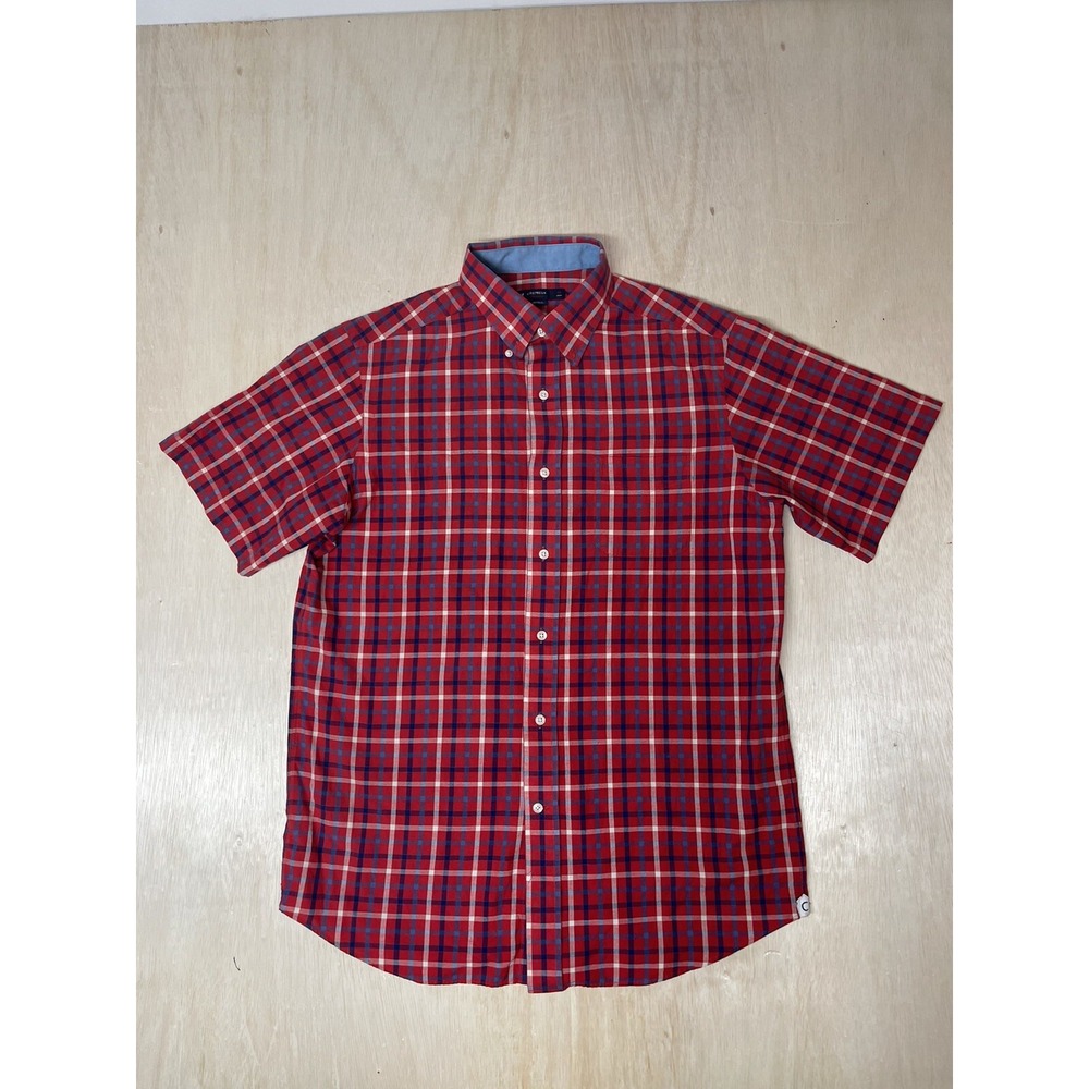 CREMIEUX‎ Classics Mens Medium Plaid Button Down Cotton Short Sleeve Shirt